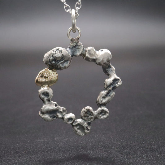 Silver and gold pendant - Stepping Stones handmade original jewellery design. Ref JF04