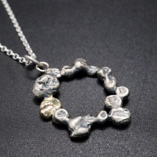 Silver and gold pendant - Stepping Stones handmade original jewellery design. Ref JF04