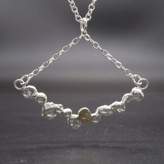 Silver and gold drop pendant - Stepping Stones handmade original jewellery design. Ref JF06