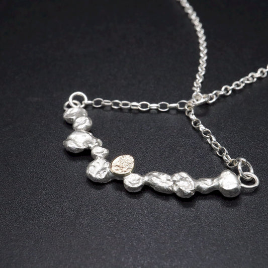 Silver and gold drop pendant - Stepping Stones handmade original jewellery design. Ref JF06