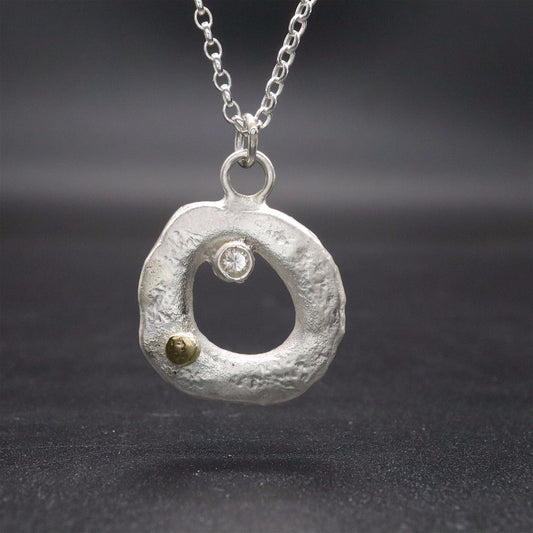 Diamond pendant - Stepping Stones original gold and silver jewellery design. Ref JF19