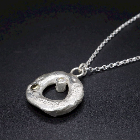 Diamond pendant - Stepping Stones original gold and silver jewellery design. Ref JF19