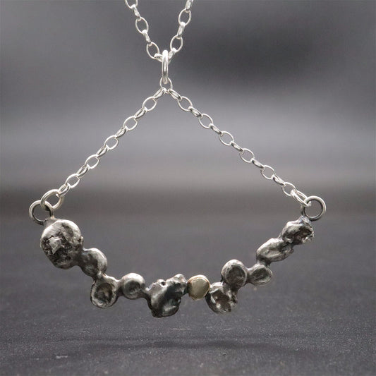 Silver and gold drop pendant - Stepping Stones handmade original jewellery design. Ref JF20