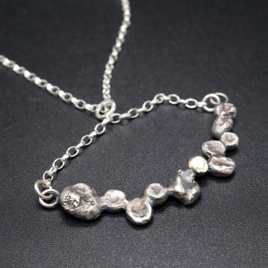 Silver and gold drop pendant - Stepping Stones handmade original jewellery design. Ref JF20