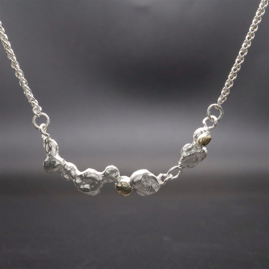 Silver and gold drop necklace - Stepping Stones handmade original jewellery design. Ref JF21