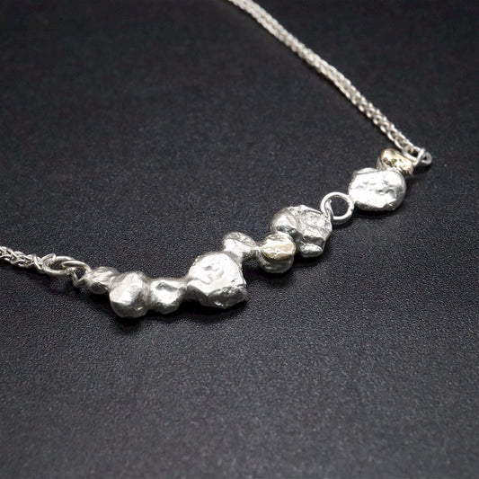 Silver and gold drop necklace - Stepping Stones handmade original jewellery design. Ref JF21