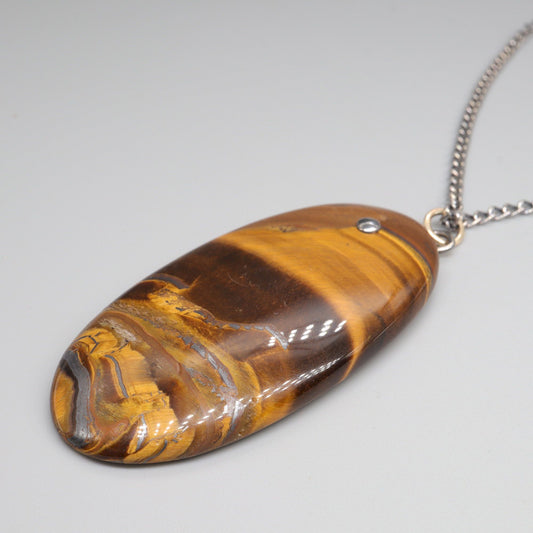 Very large Tigers Eye oval pendant