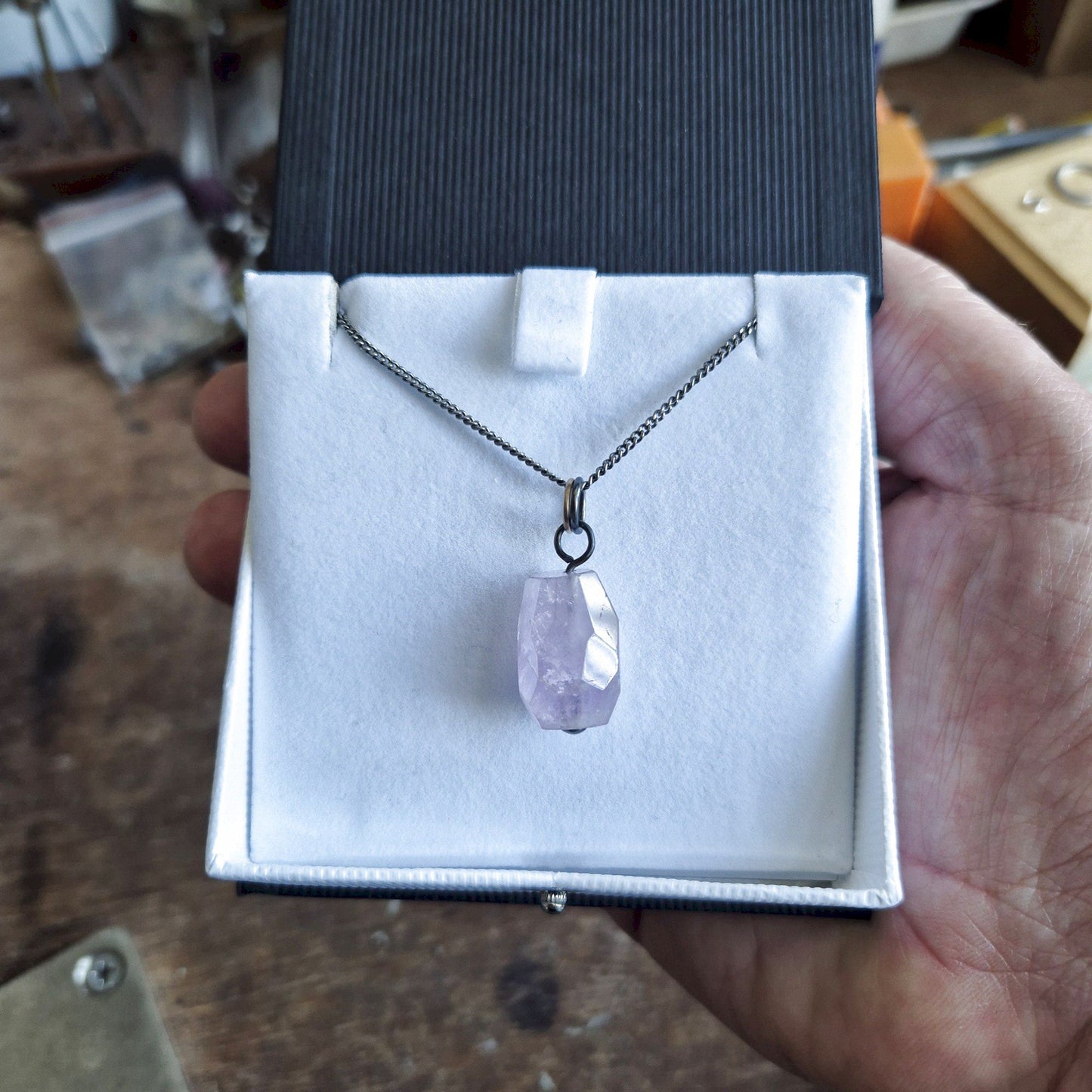 Amethyst drop designer lavender pendant