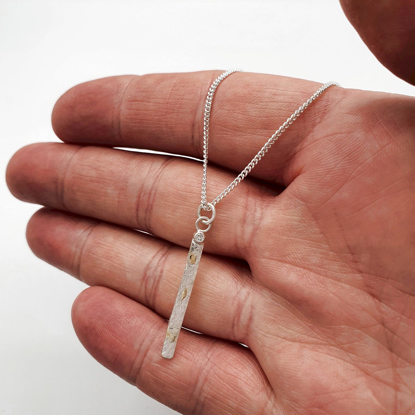 Diamond silver and gold drop pendant, Sunrise design
