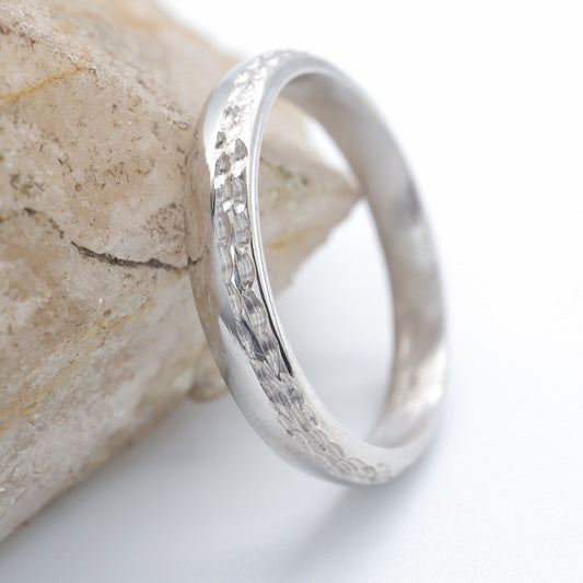 White gold thin wedding ring, Ullswater designer band.