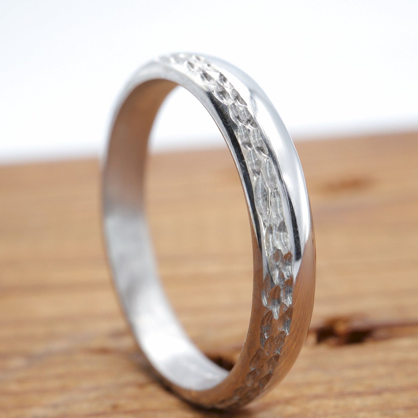 White gold thin wedding ring, Ullswater designer band.