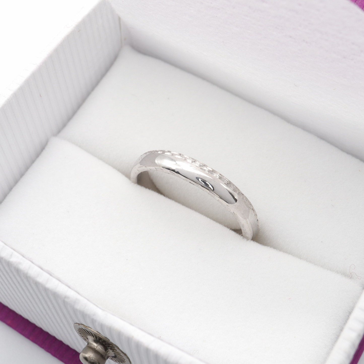 White gold thin wedding ring, Ullswater designer band.