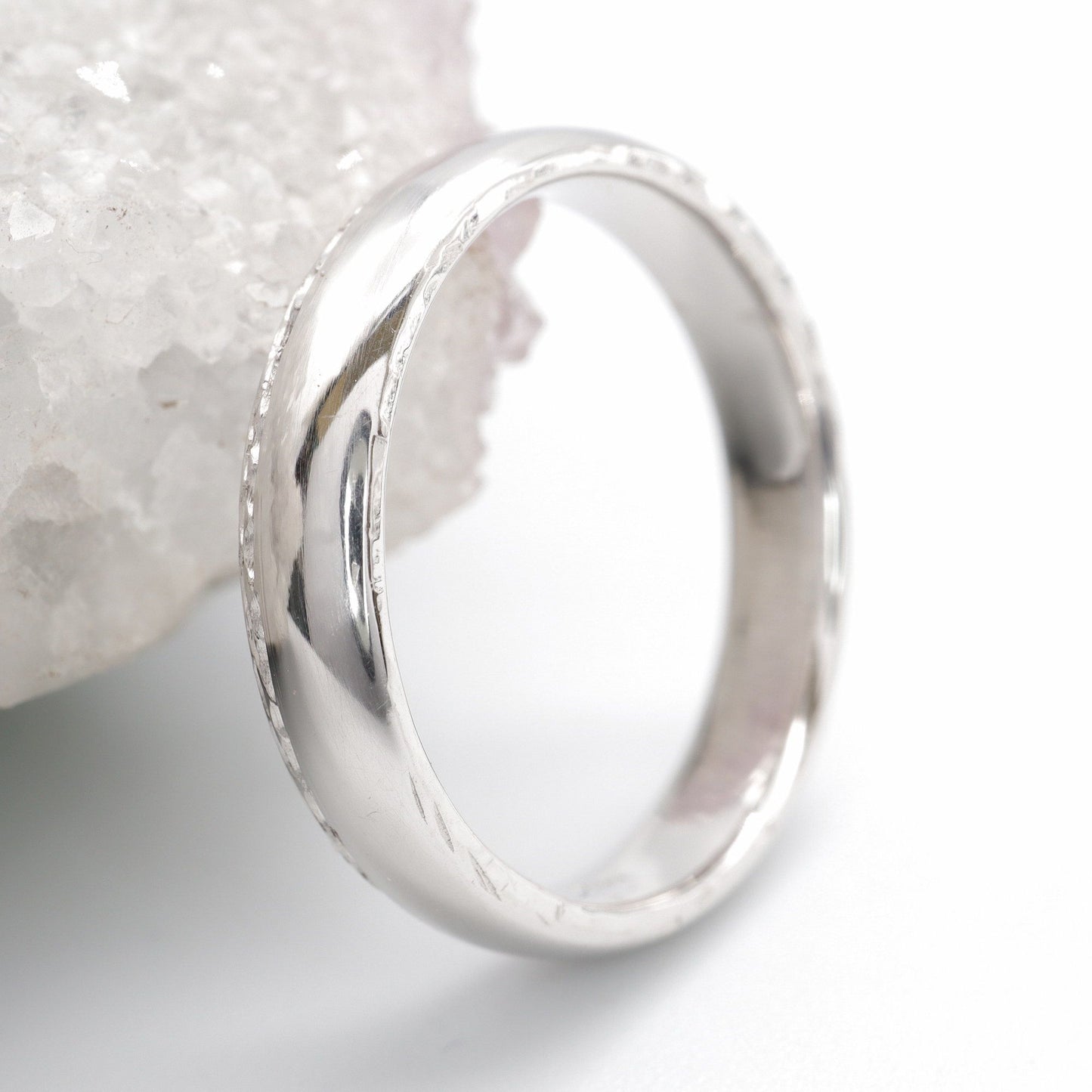 Silver thin wedding ring, Ullswater designer band.