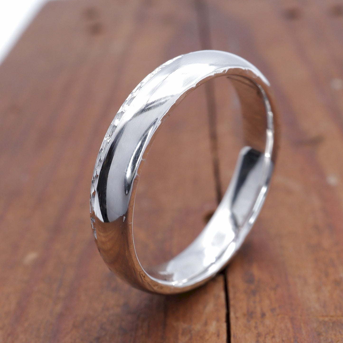 Silver thin wedding ring, Ullswater designer band.