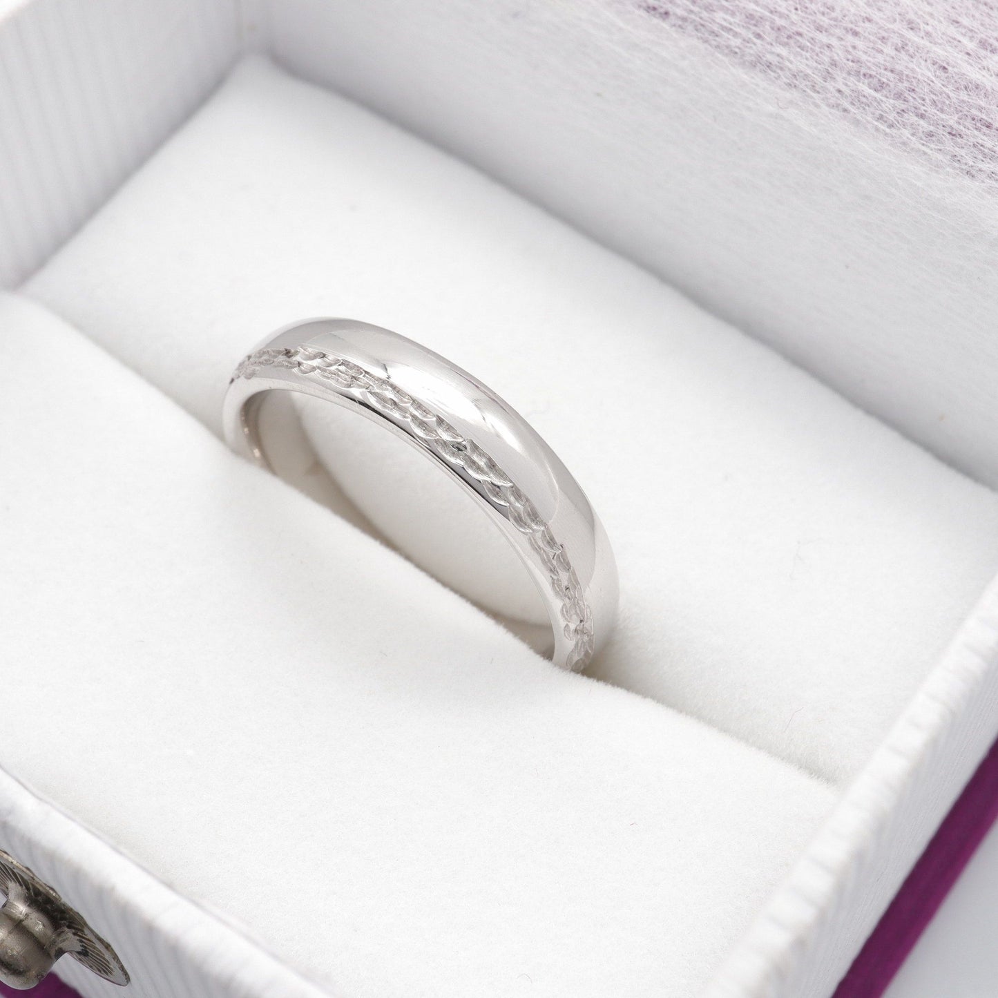 Silver thin wedding ring, Ullswater designer band.