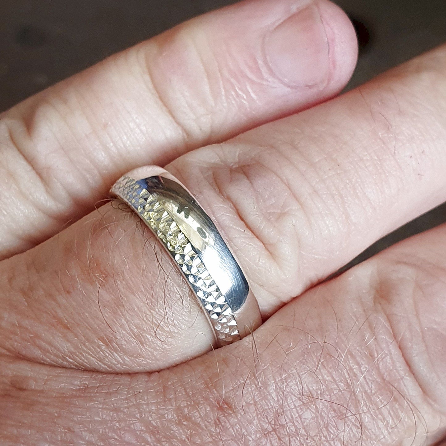 Silver broad wedding ring, Ullswater designer band.