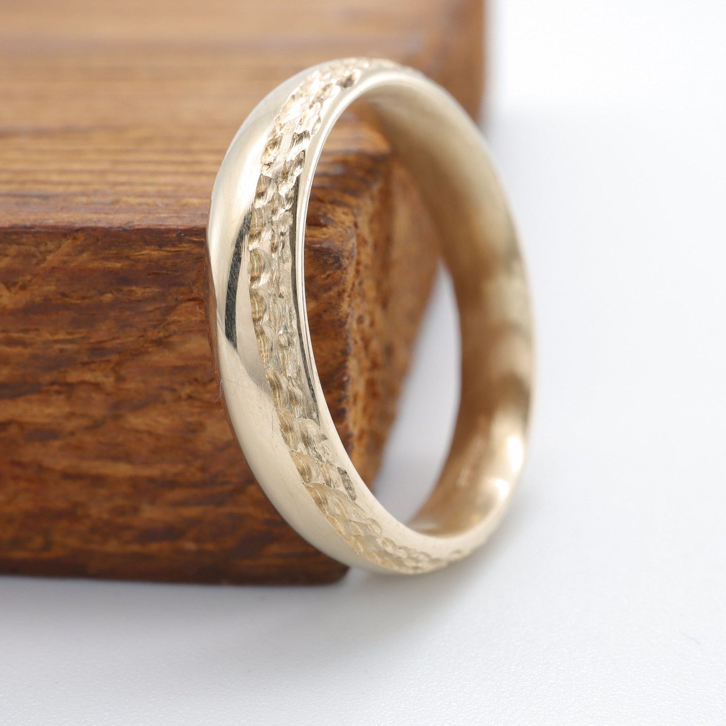 Yellow gold thin wedding ring, Ullswater designer band.