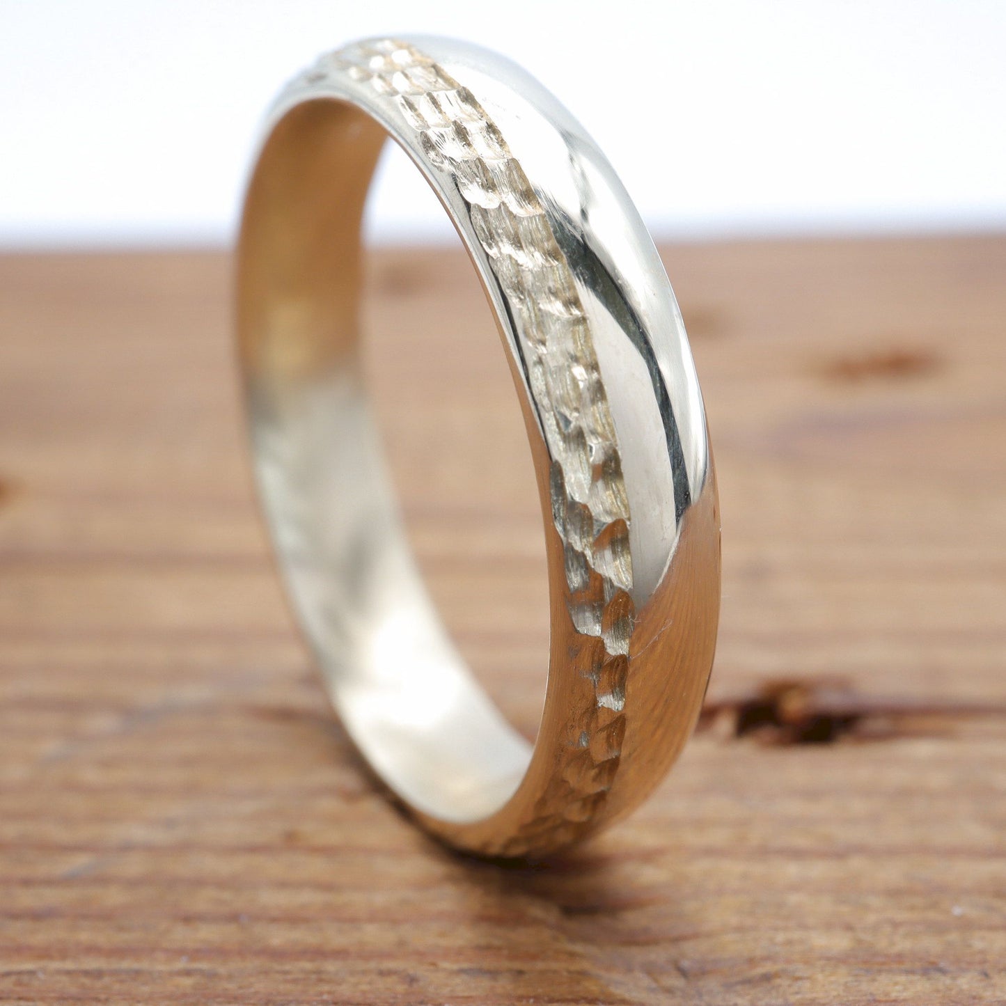 Yellow gold thin wedding ring, Ullswater designer band.