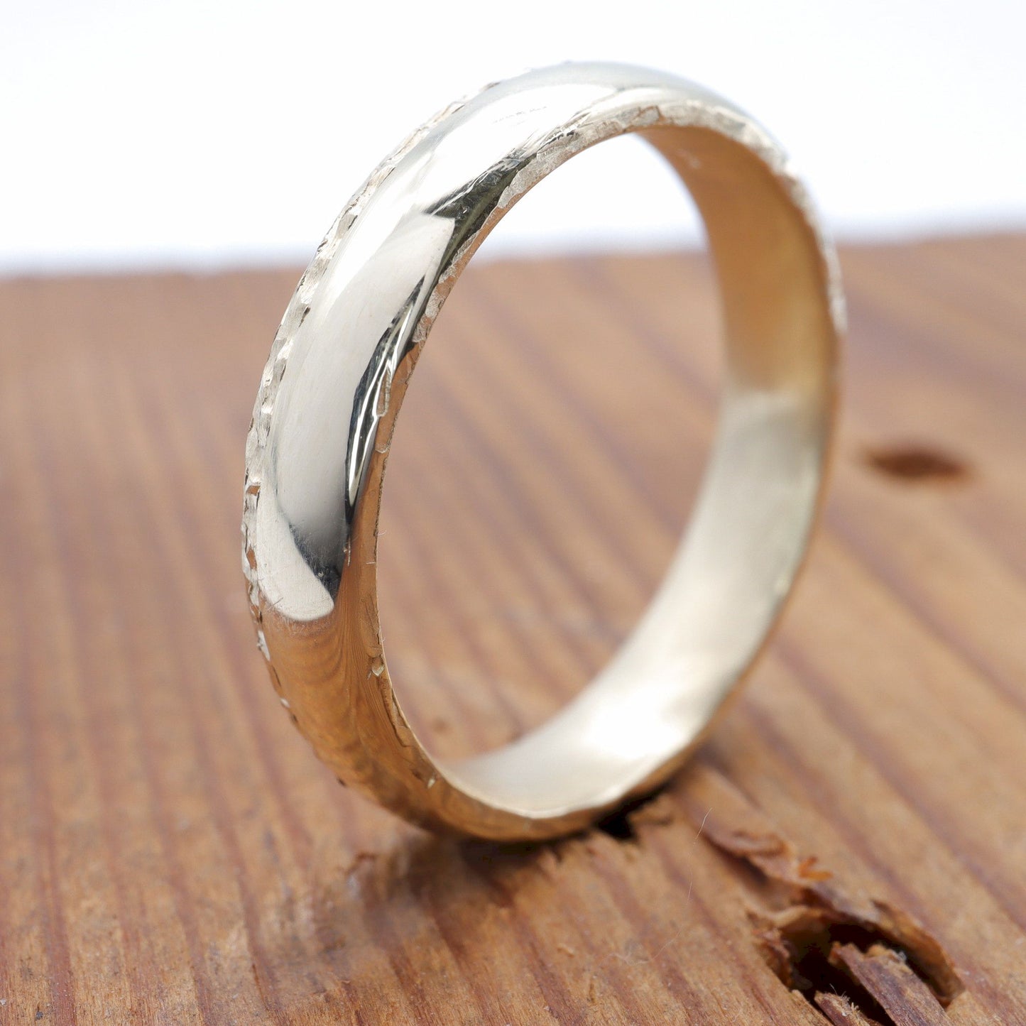 Yellow gold thin wedding ring, Ullswater designer band.