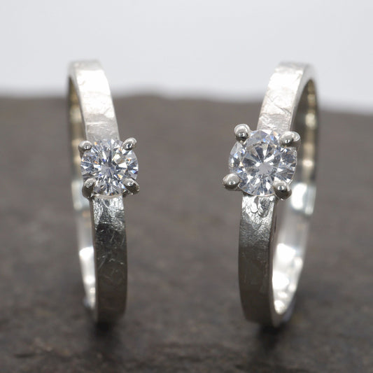 Diamond solitaire white gold ring, Windermere design