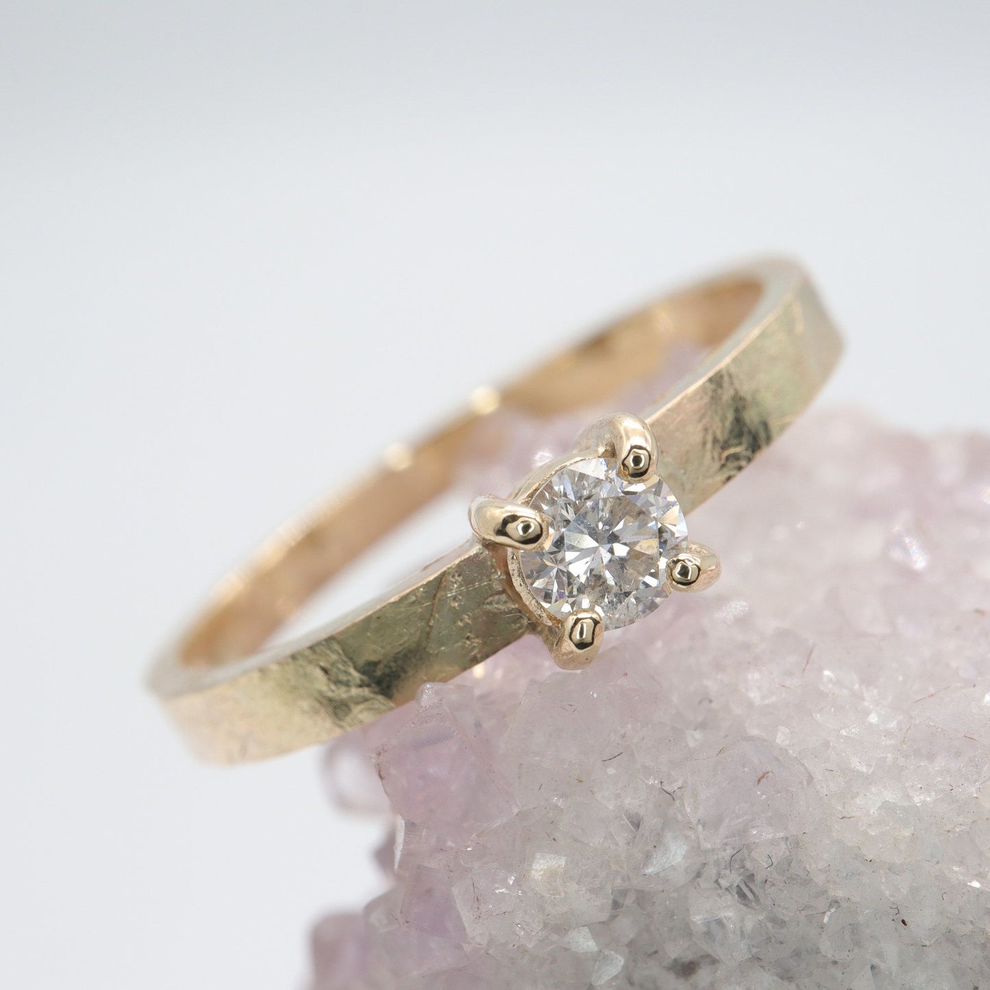 Diamond solitaire gold ring, Windermere design