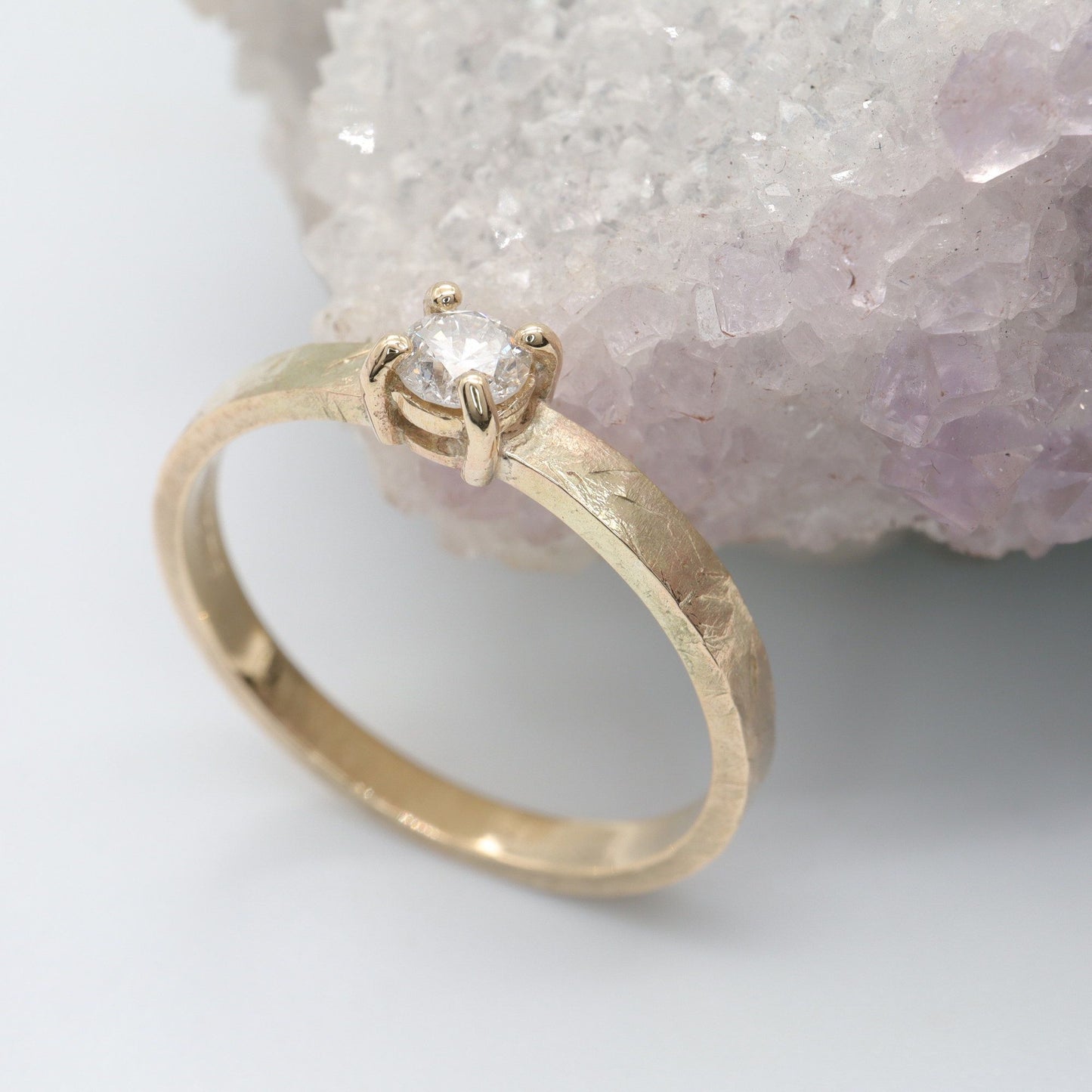 Diamond solitaire gold ring, Windermere design