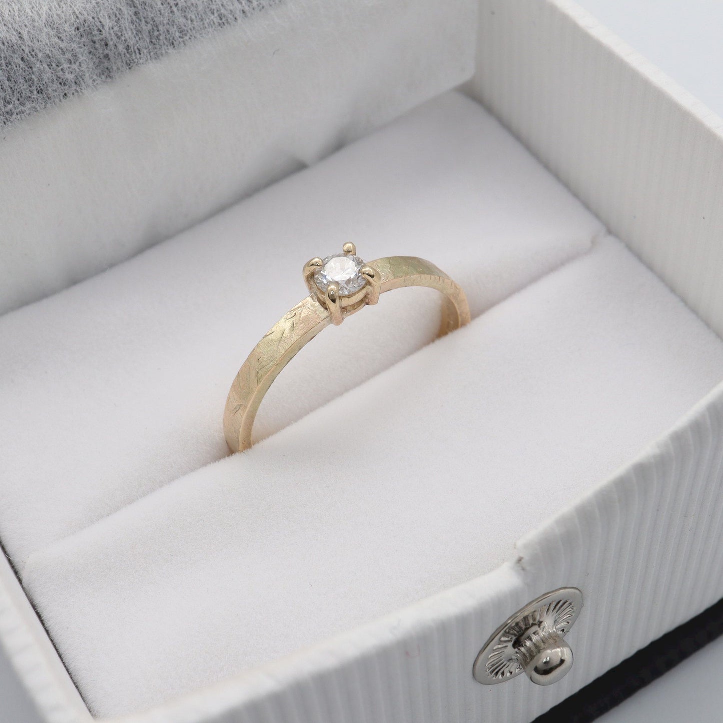 Diamond solitaire gold ring, Windermere design