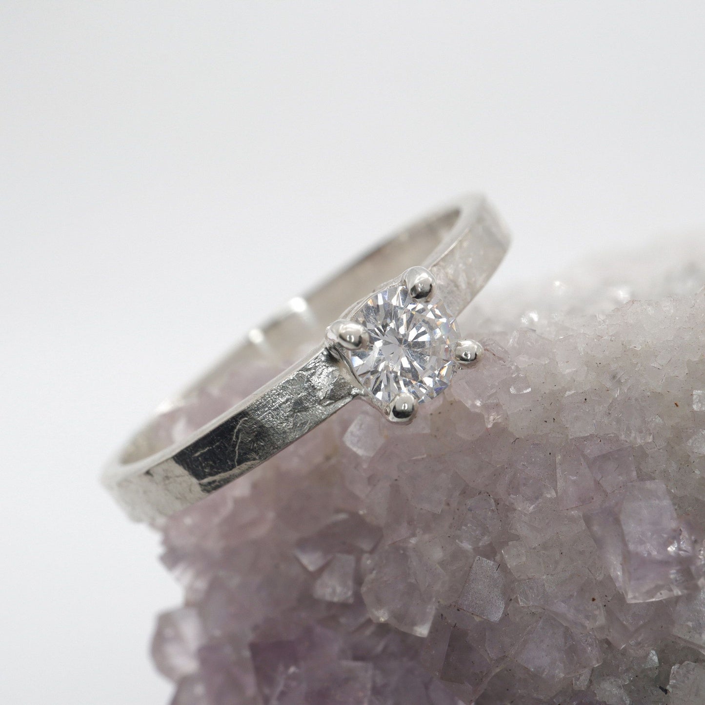 Diamond solitaire white gold ring, Windermere design