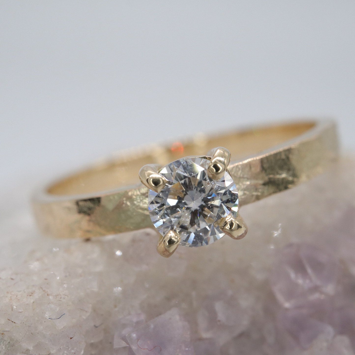 Diamond solitaire gold ring, Windermere design