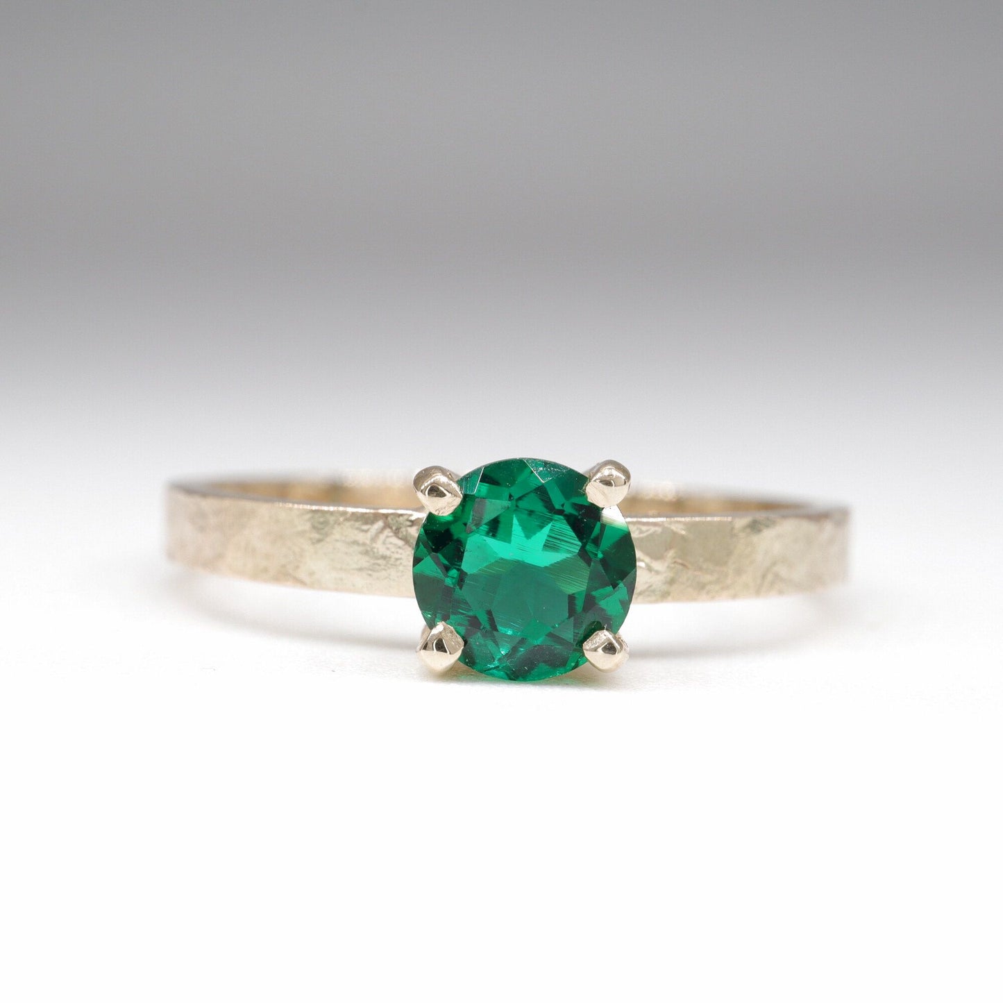 Emerald solitaire gold ring, Windermere design