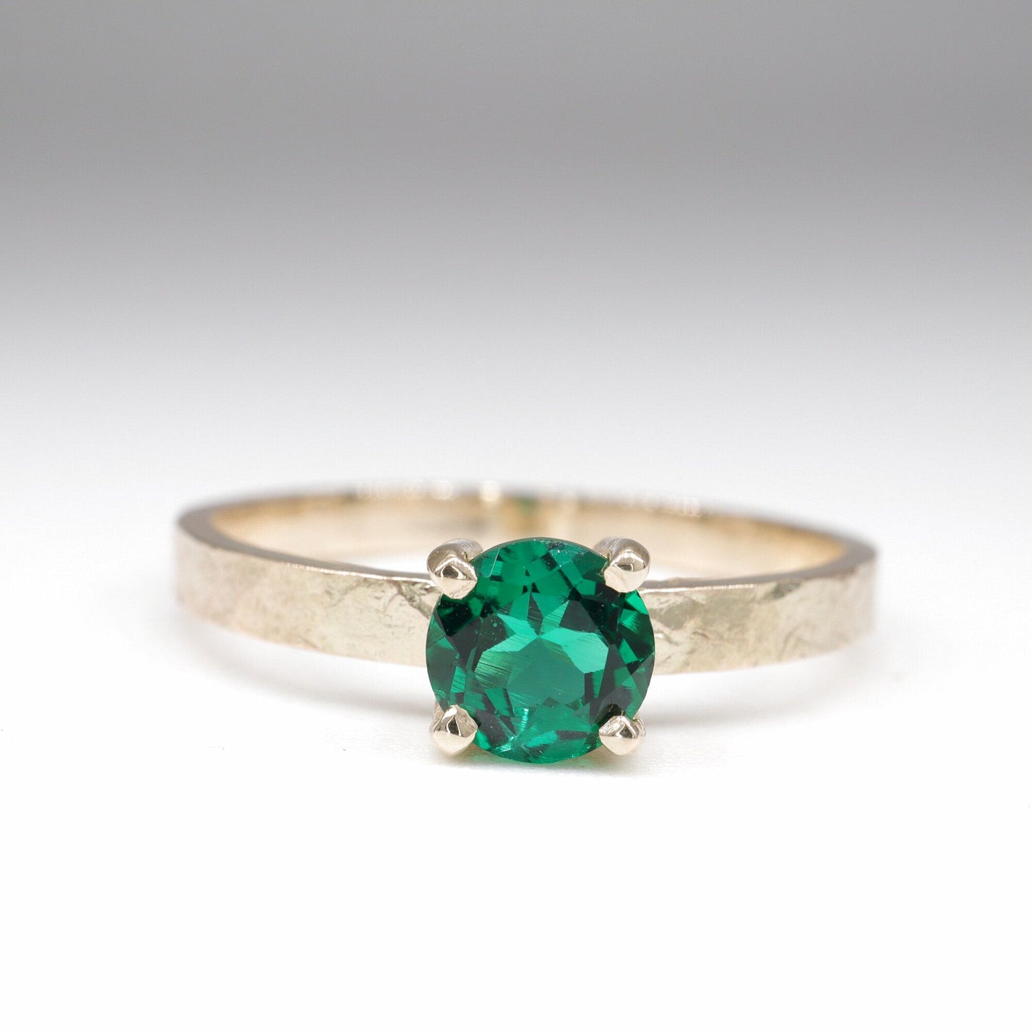Emerald solitaire gold ring, Windermere design