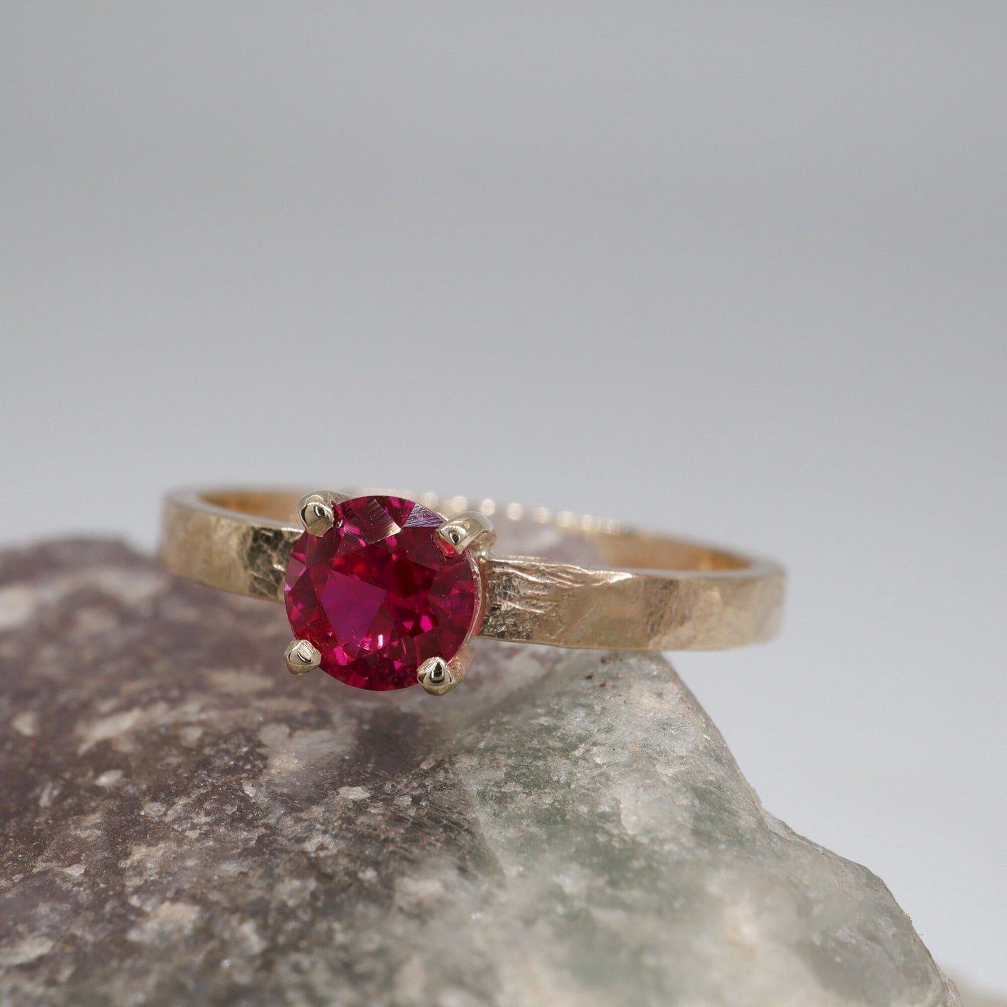 Ruby solitaire gold ring, Windermere design