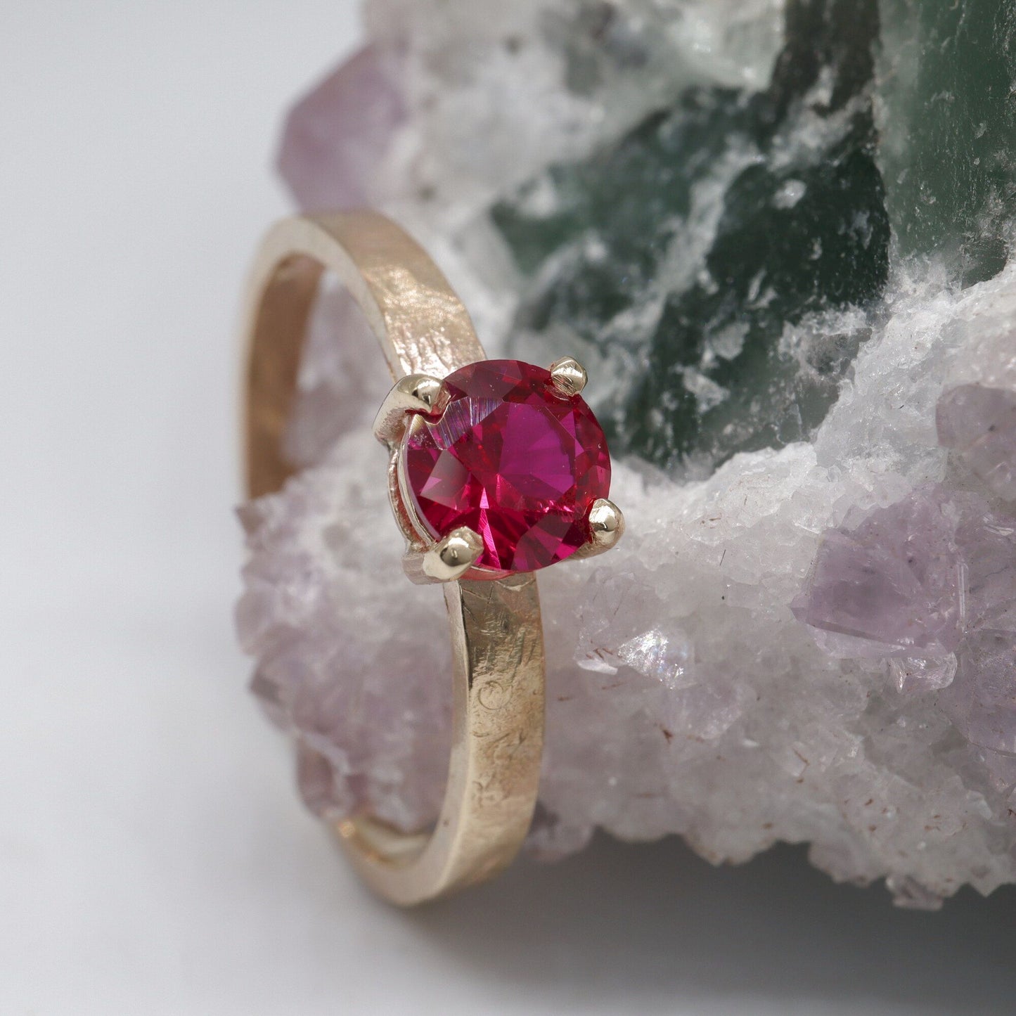 Ruby solitaire gold ring, Windermere design