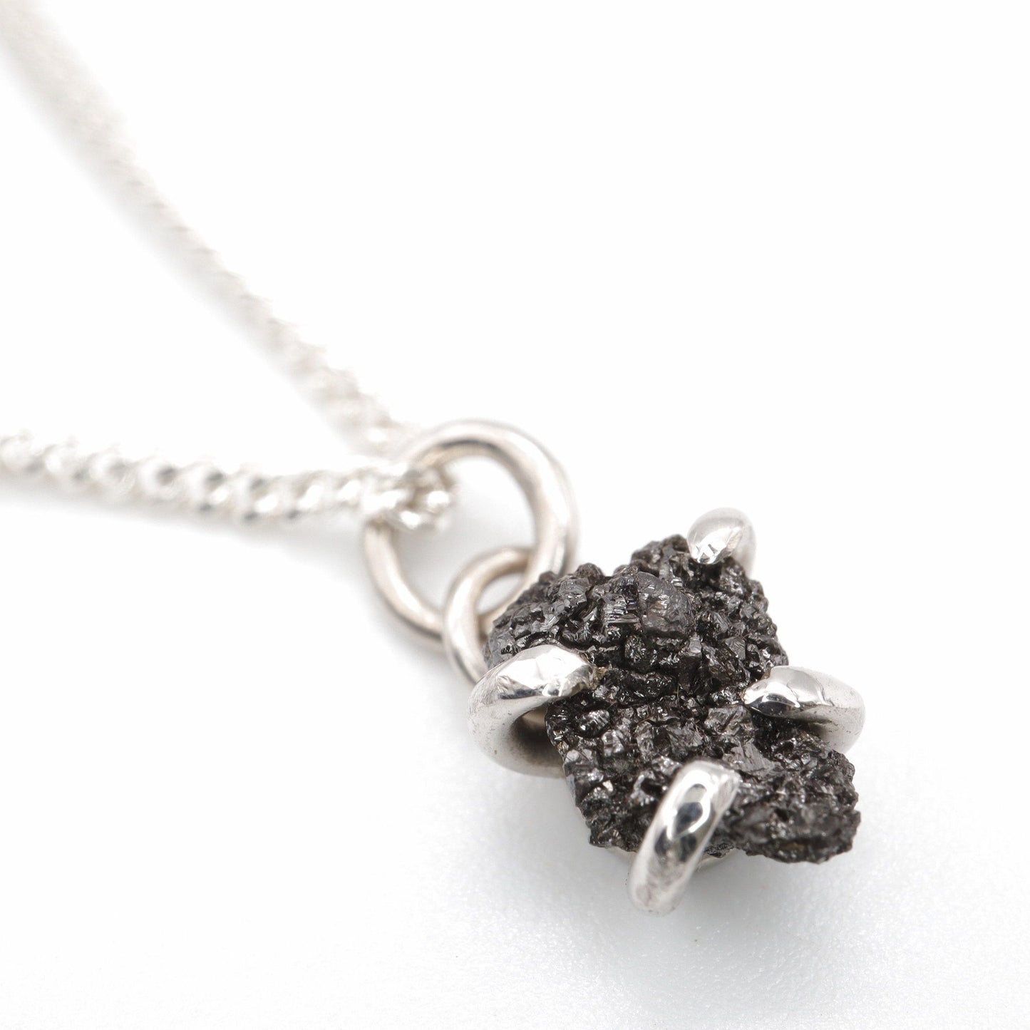 Black uncut natural raw diamond handmade pendant