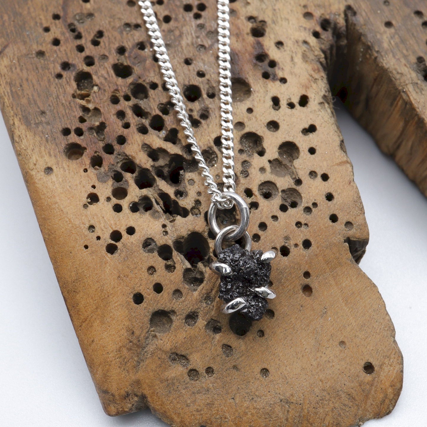 Black uncut natural raw diamond handmade pendant