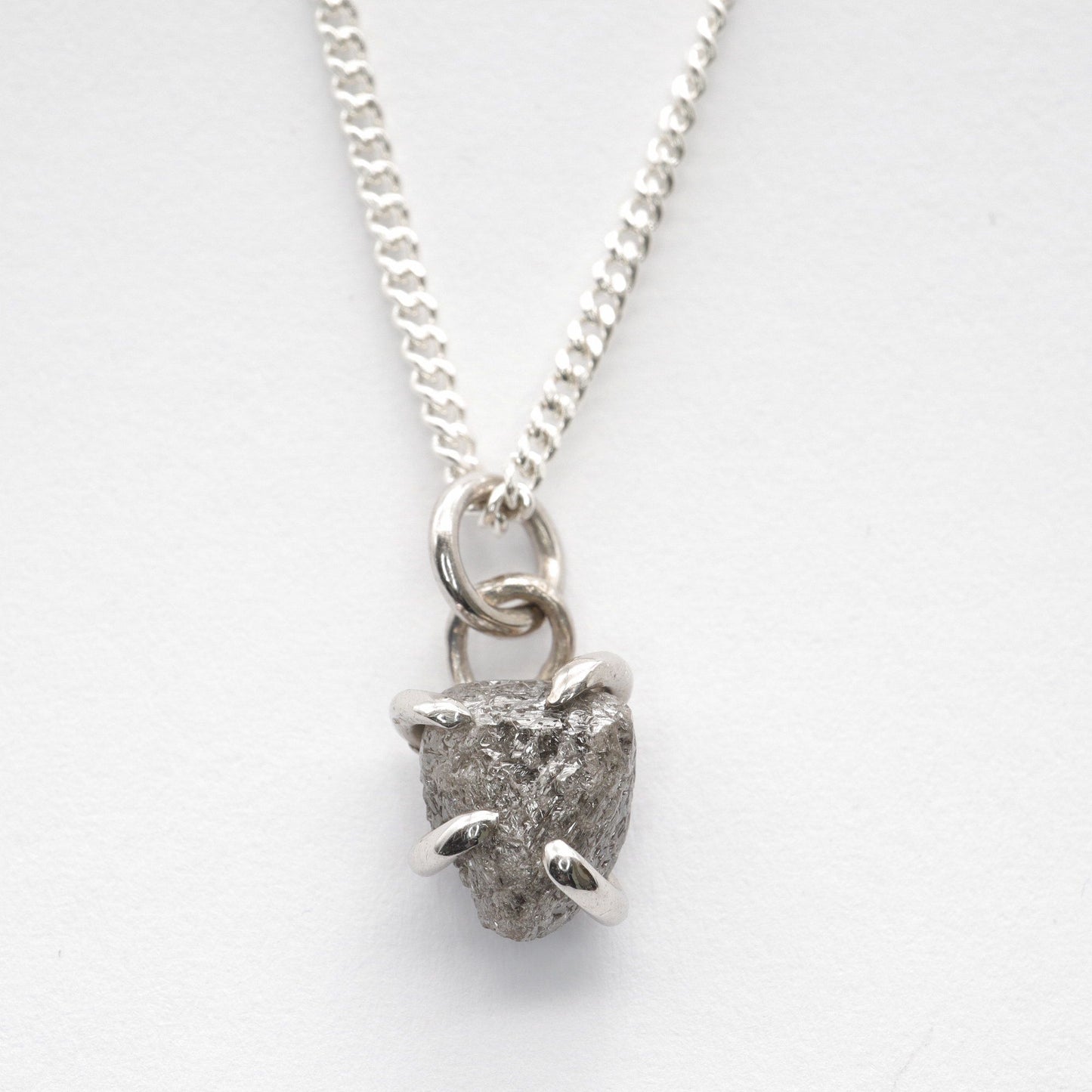 Uncut natural grey diamond handmade pendant