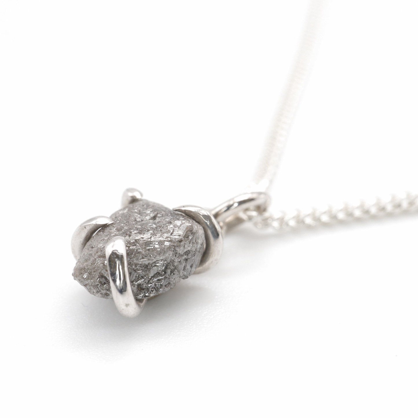 Uncut natural grey diamond handmade pendant