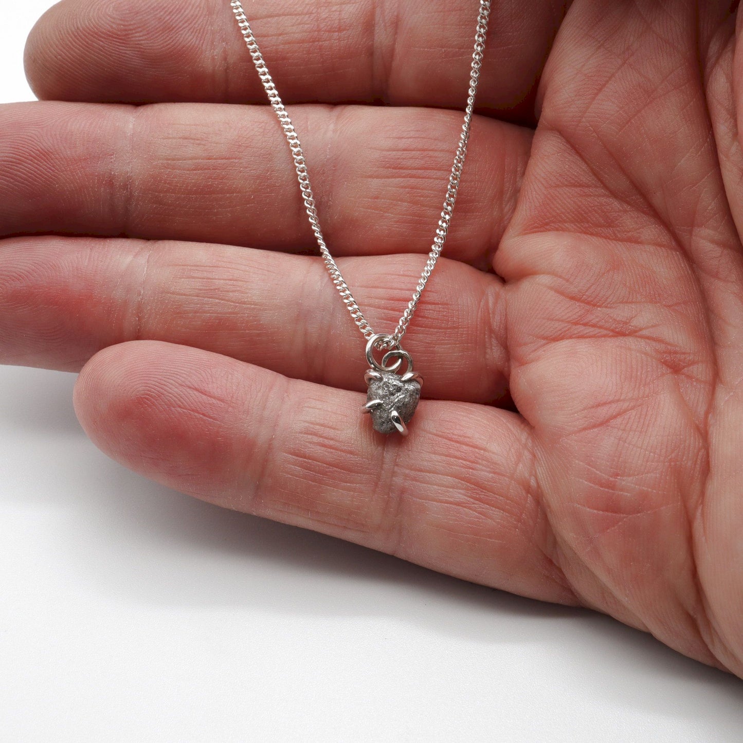 Uncut natural grey diamond handmade pendant