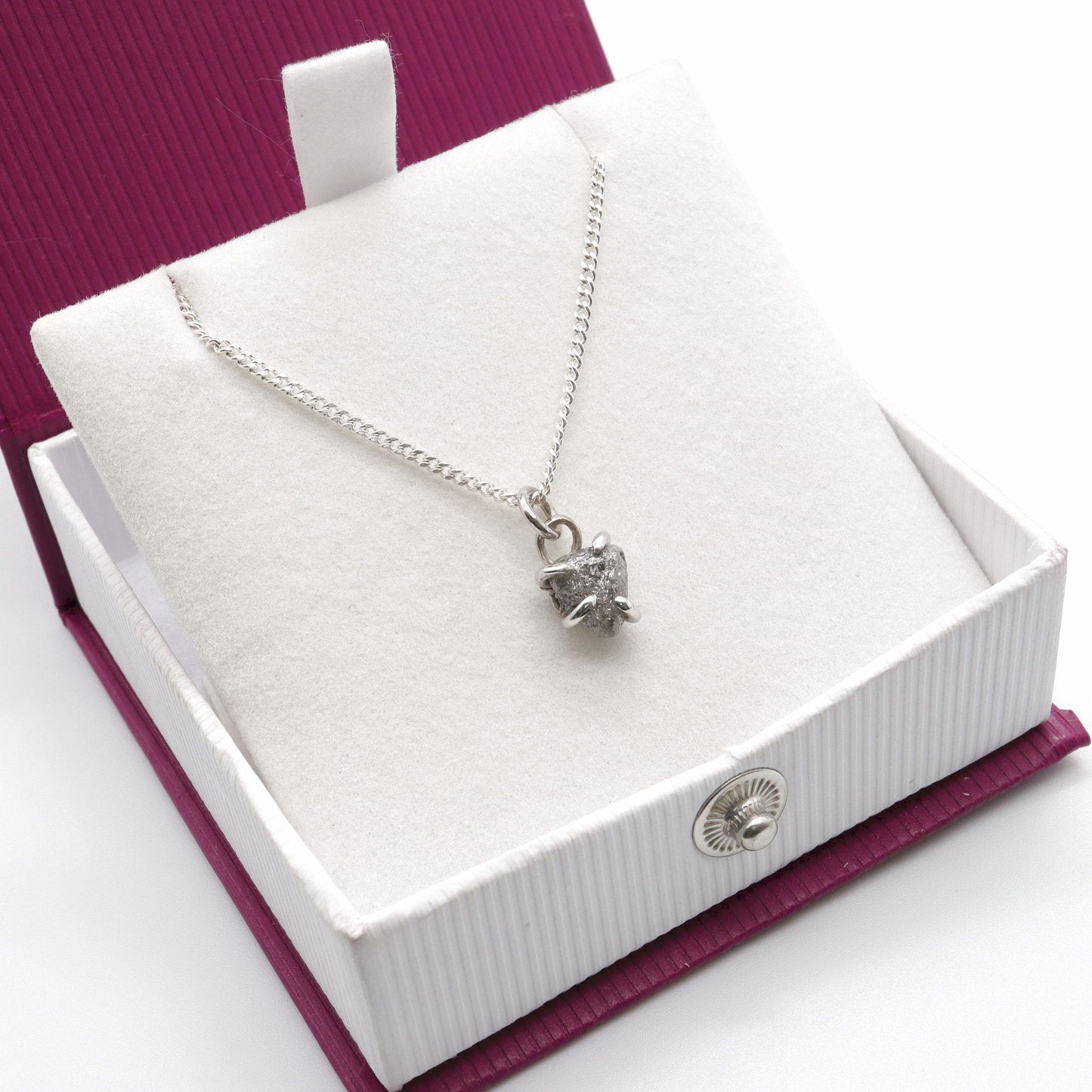 Uncut natural grey diamond handmade pendant