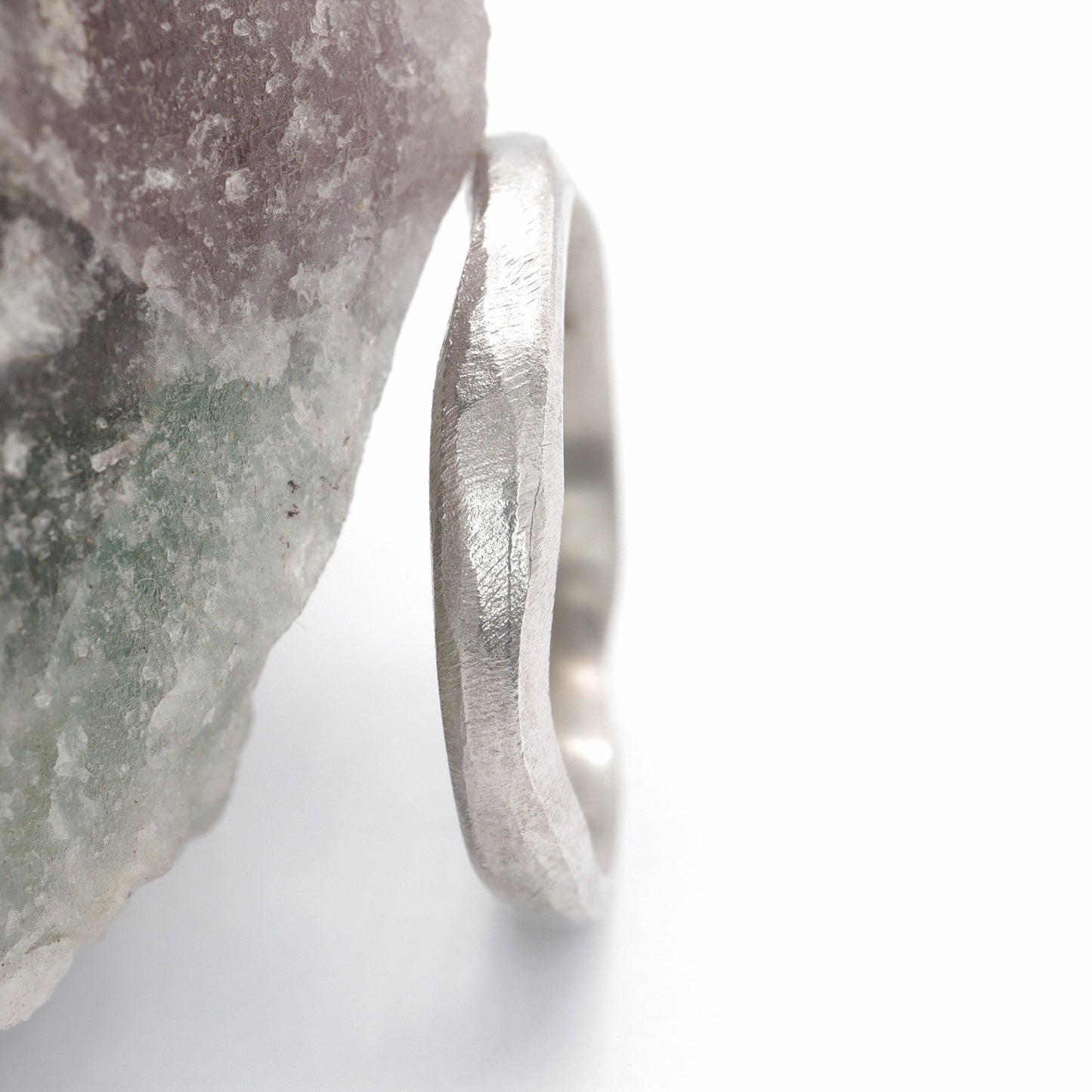 Narrow wedding ring, white gold Beach Sand design