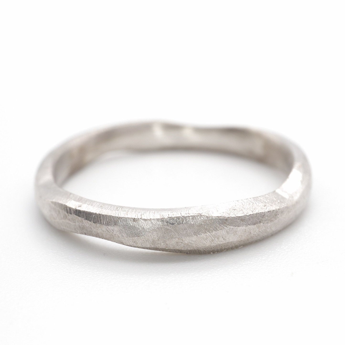 Narrow wedding ring, white gold Beach Sand design