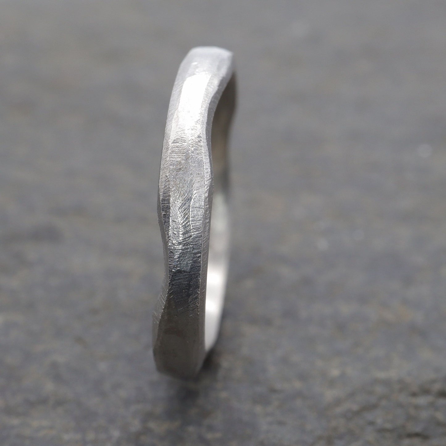 Narrow wedding ring, 18ct white gold Beach Sand design