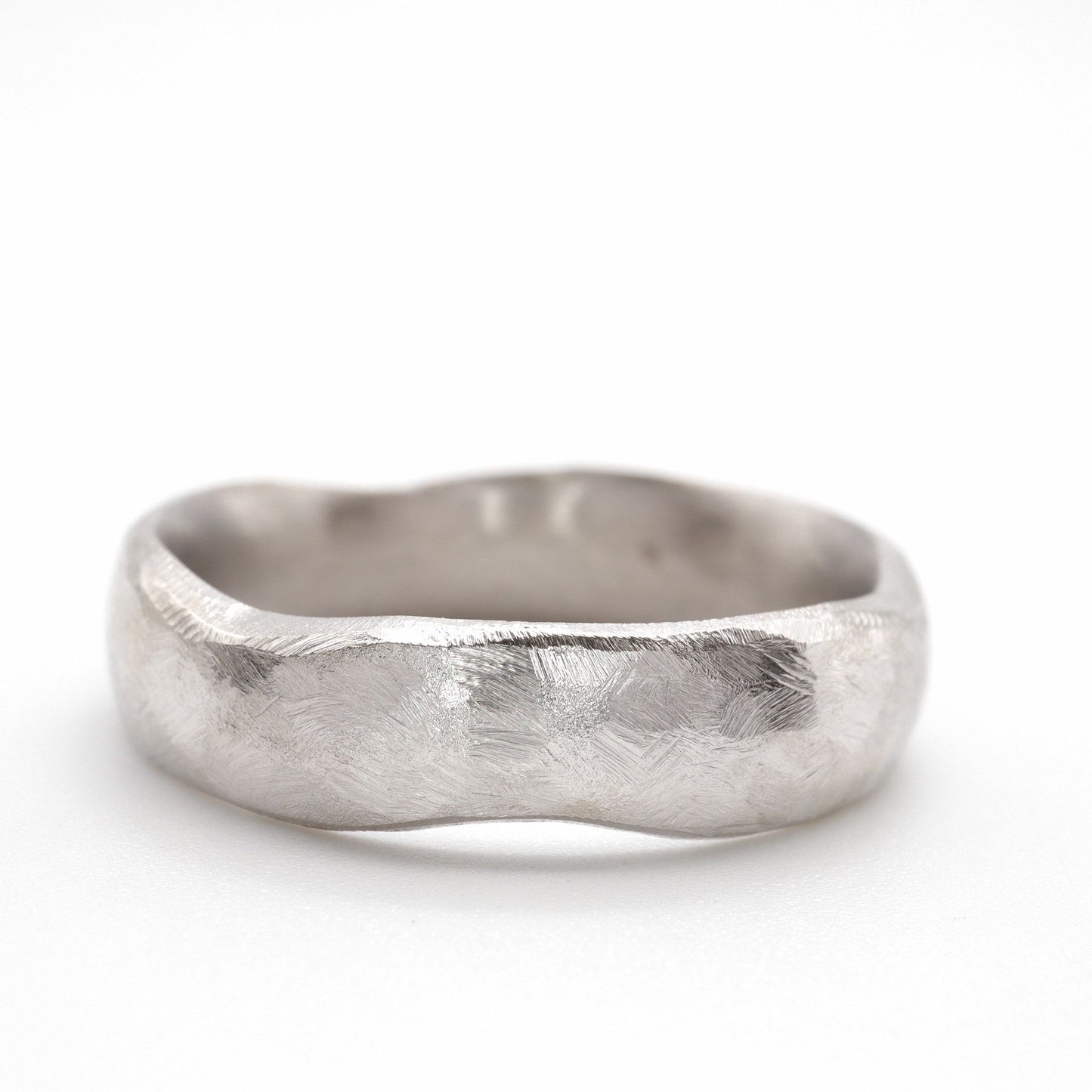 Wedding ring, broad white gold Beach Sand design