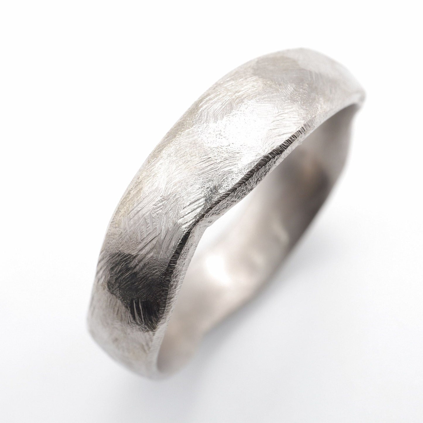 Wedding ring, broad silver Beach Sand design