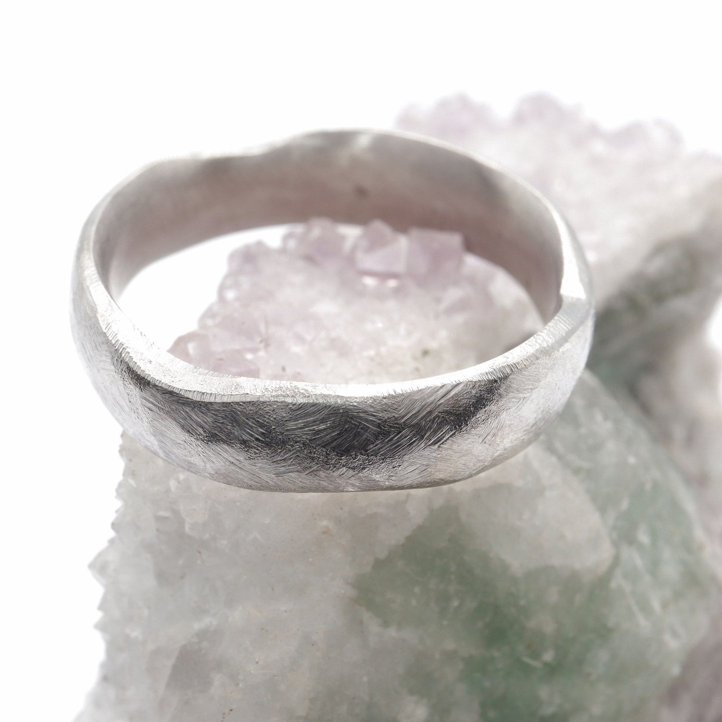 Wedding ring, broad white gold Beach Sand design