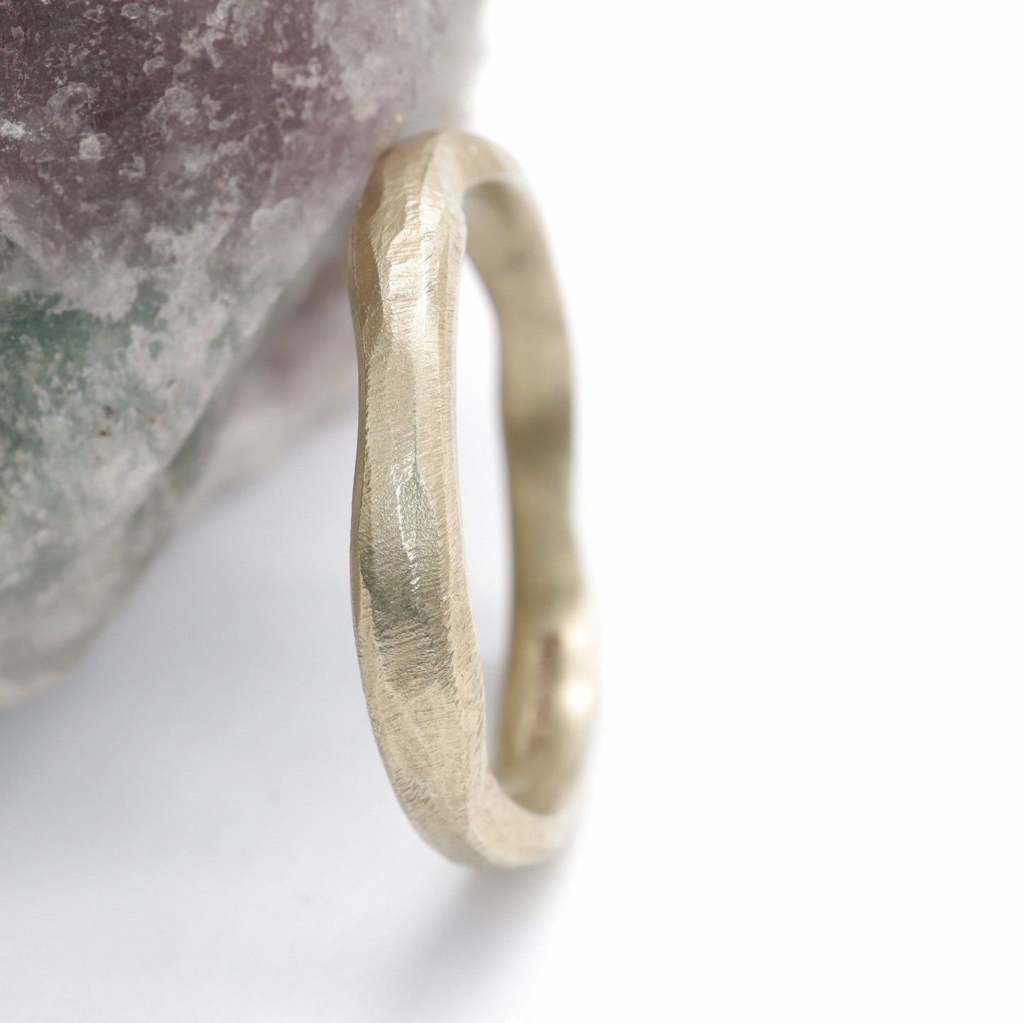 Narrow wedding ring, yellow gold Beach Sand design