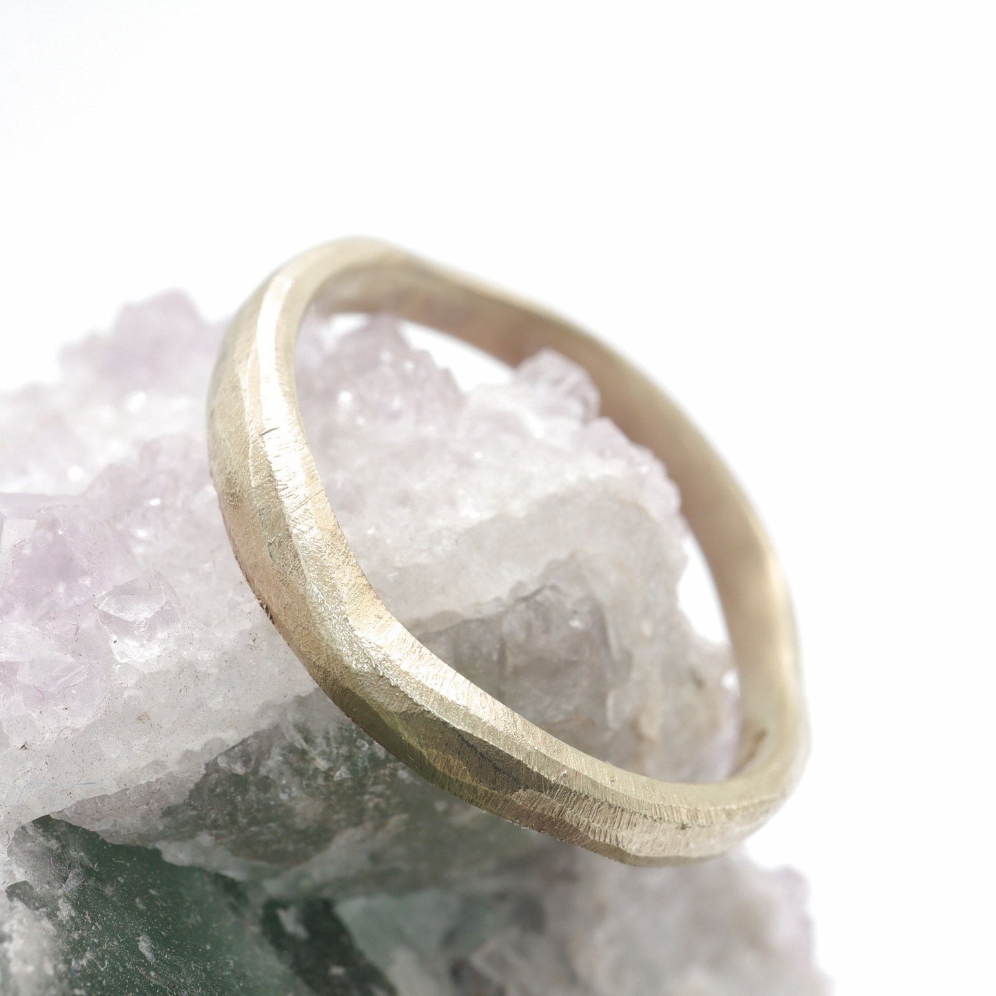 Narrow wedding ring, 18ct yellow gold Beach Sand design