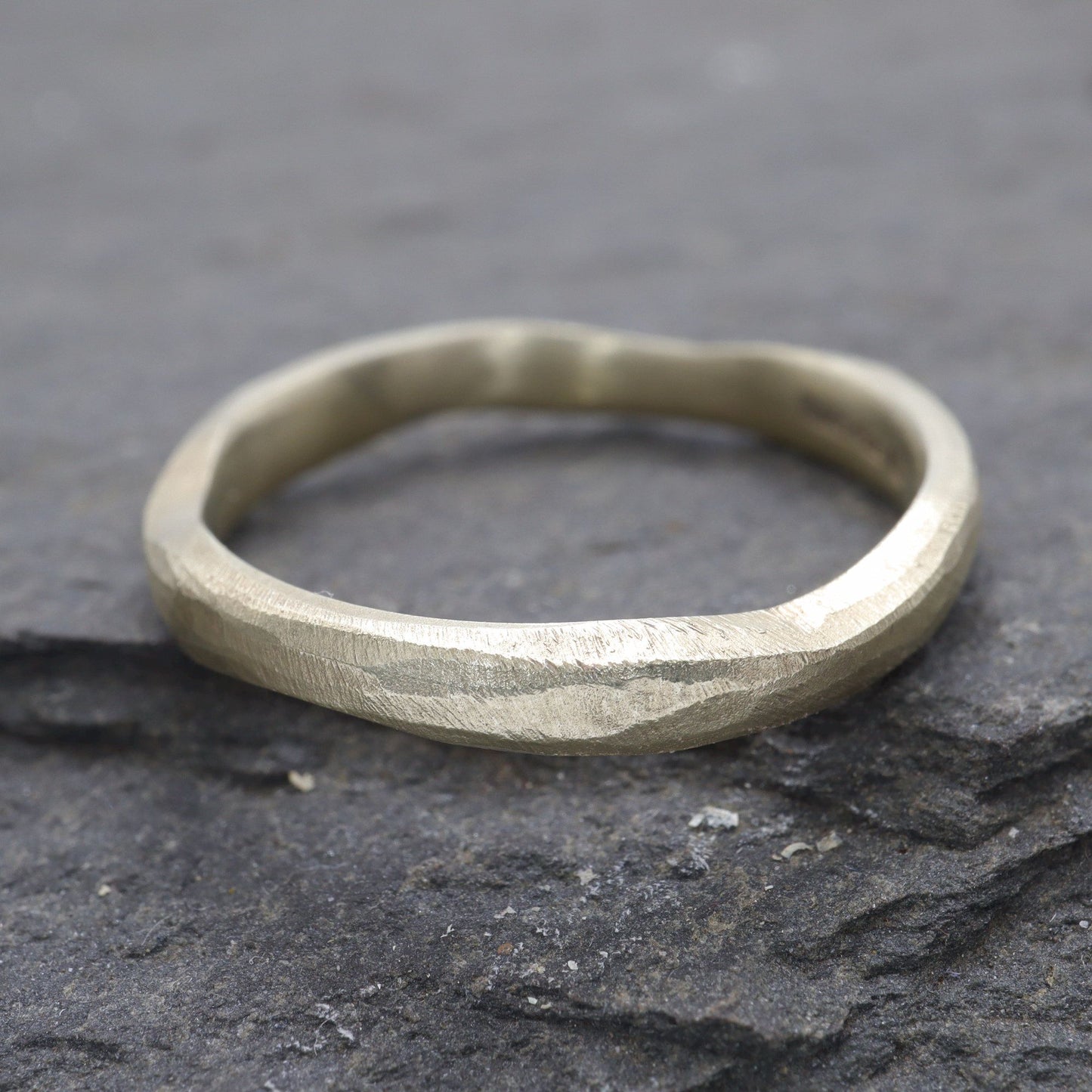 Narrow wedding ring, 18ct yellow gold Beach Sand design