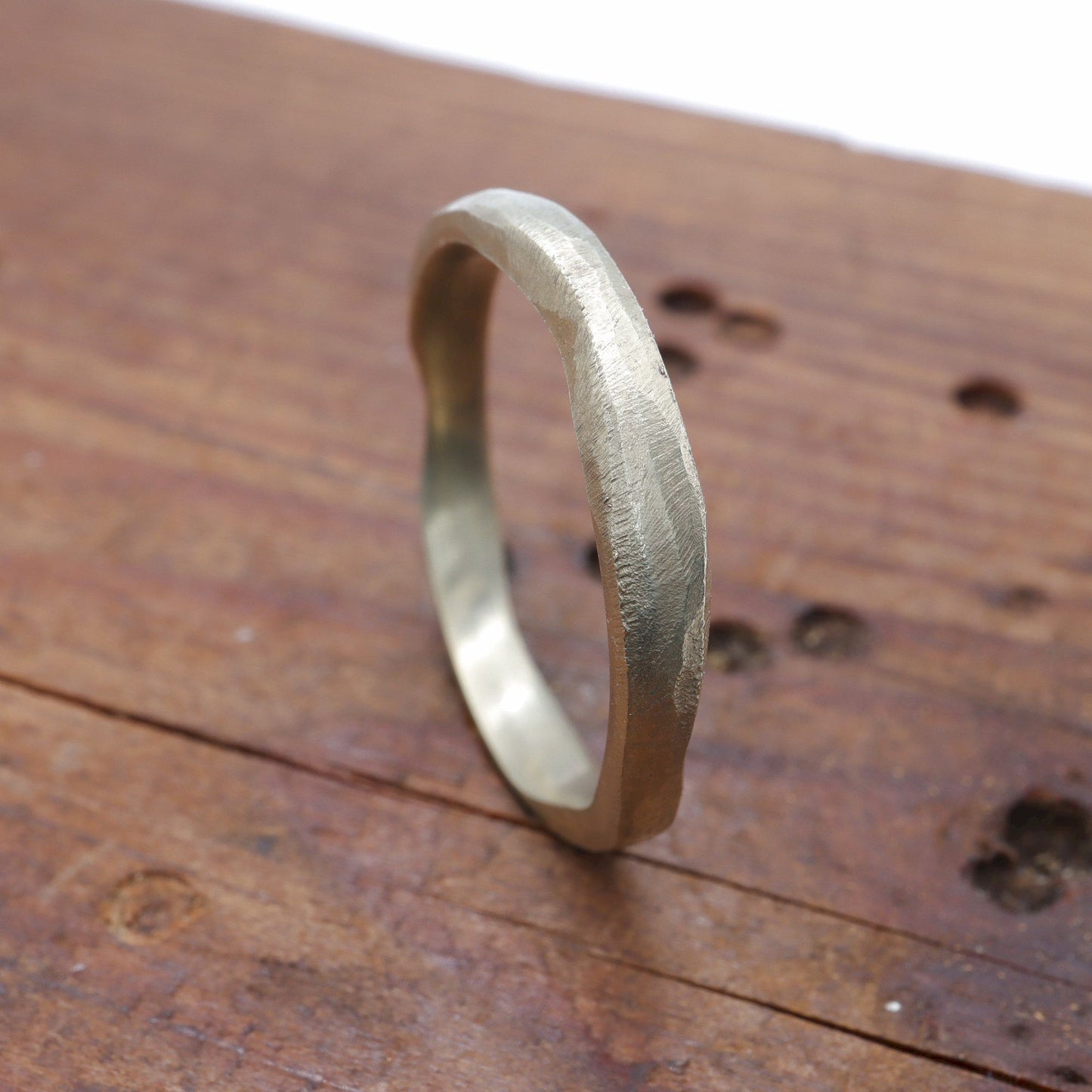 Narrow wedding ring, 18ct yellow gold Beach Sand design