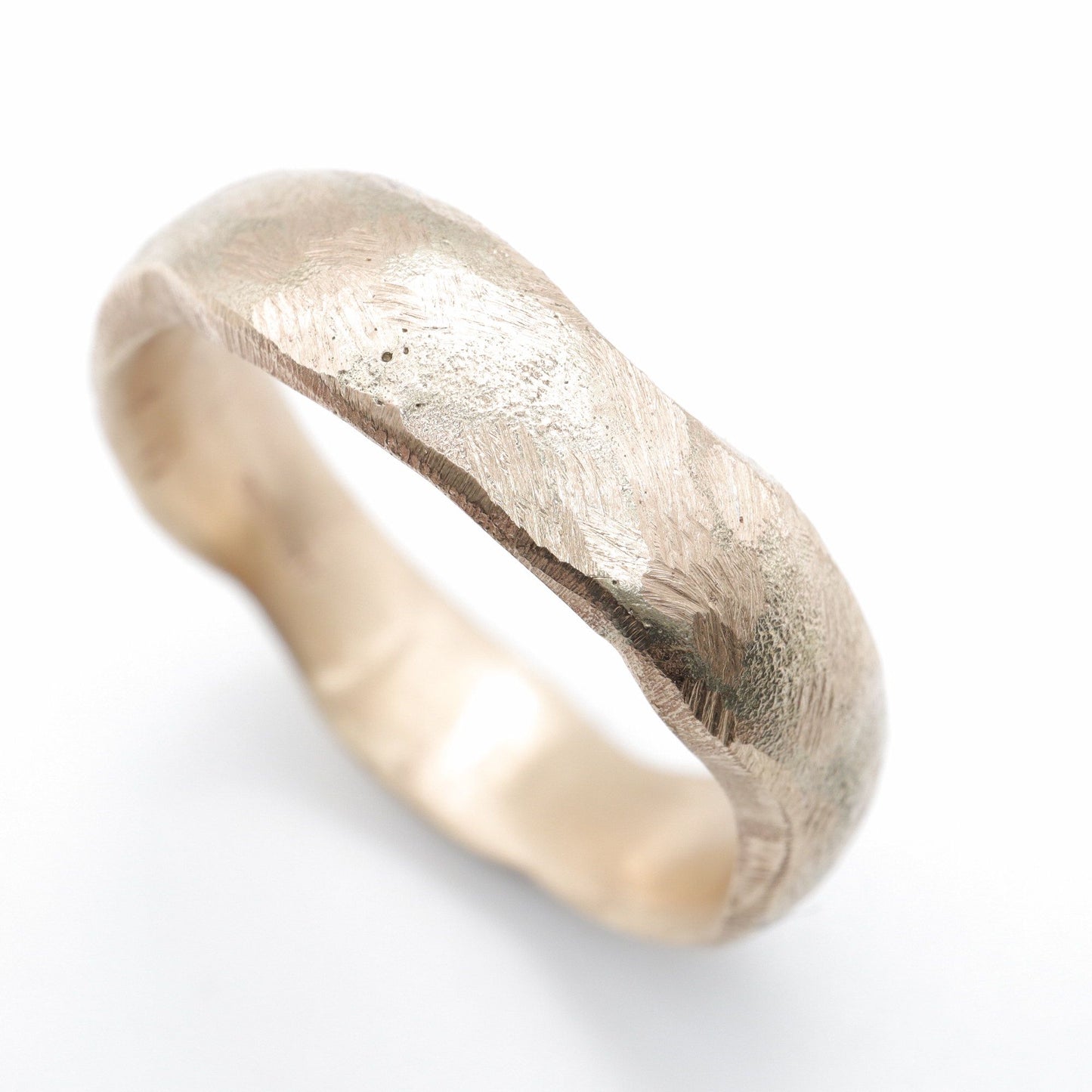 Wedding ring, broad 18ct yellow gold Beach Sand design